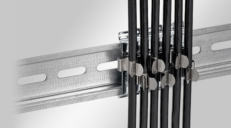 EMC shield clamps for 35 mm top hat rails, pluggable, with